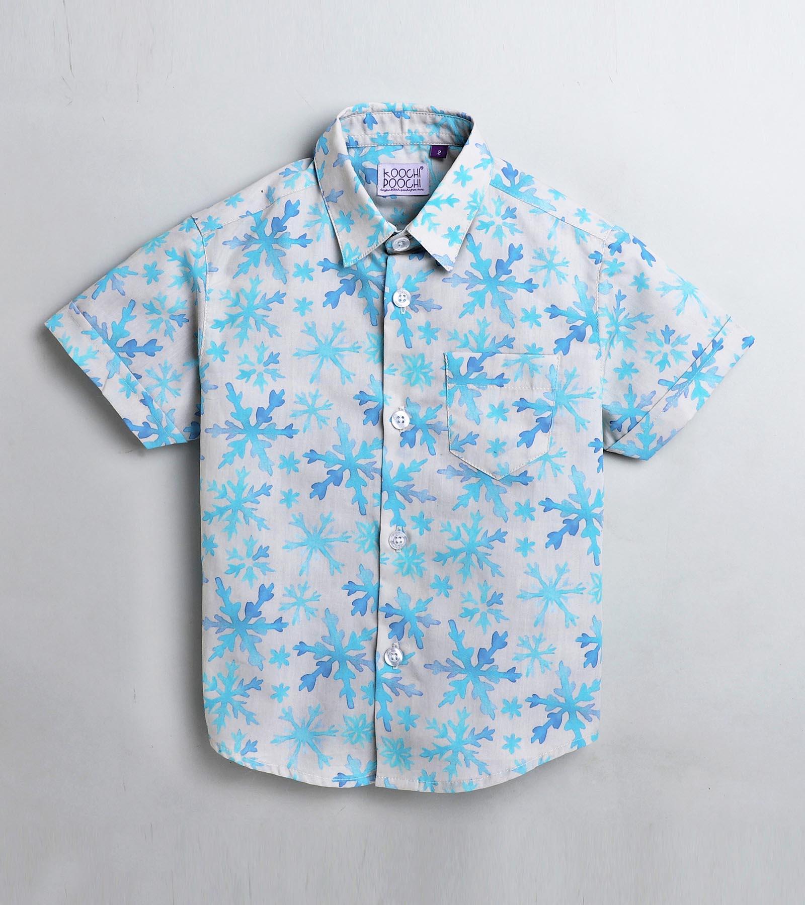 SnowFlakes Printed Half Sleeve Shirt
