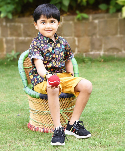 Mix Leaf Printed Half Sleeve Shirt