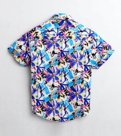 Painterly Floral Printed Half Sleeve Shirt