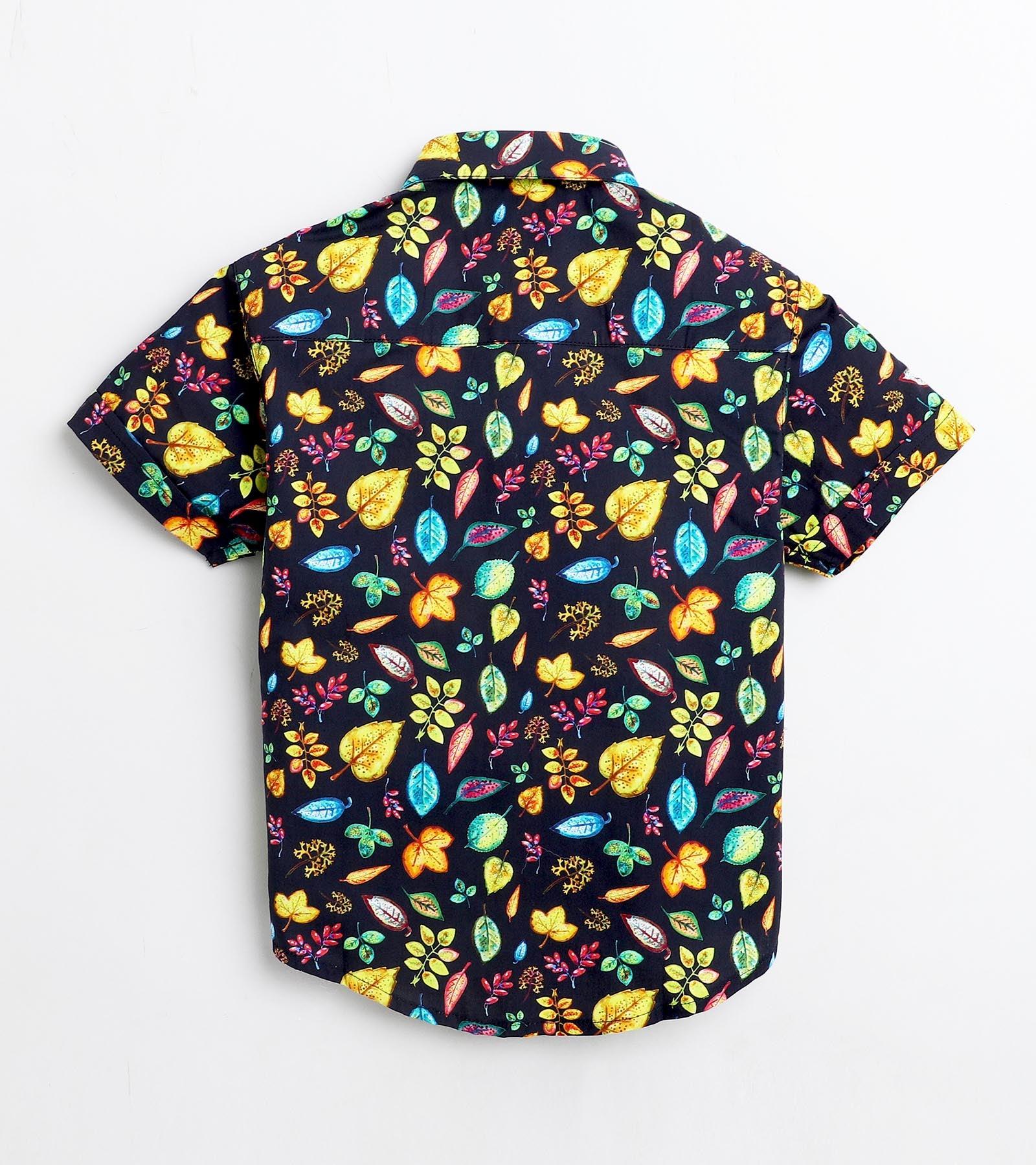 Mix Leaf Printed Half Sleeve Shirt