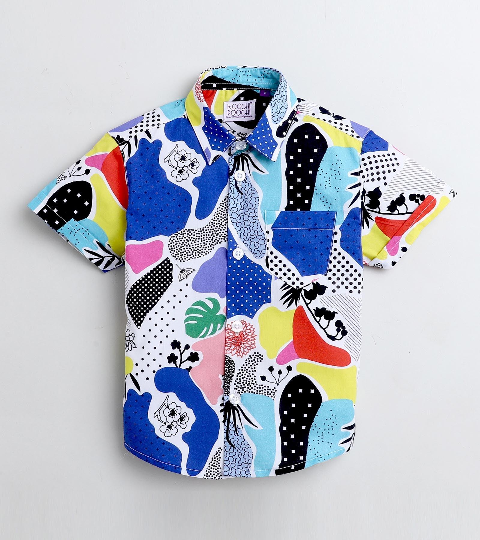 Blue Abstract Printed Half Sleeve Shirt