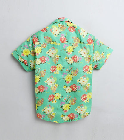 Peony Printed Half Sleeve Shirt