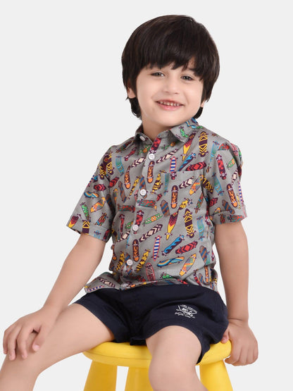 Skateboard Printed Half Sleeve Shirt - koochi Poochi