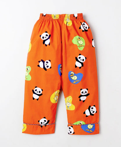 Cuteness In Orange Printed Night Suit Set