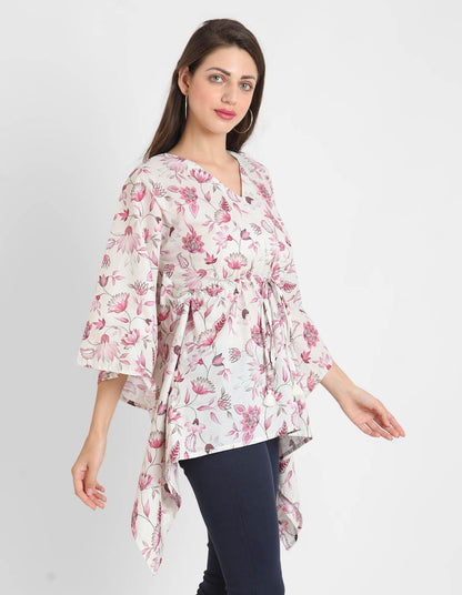 Pink Floral Print Kaftan