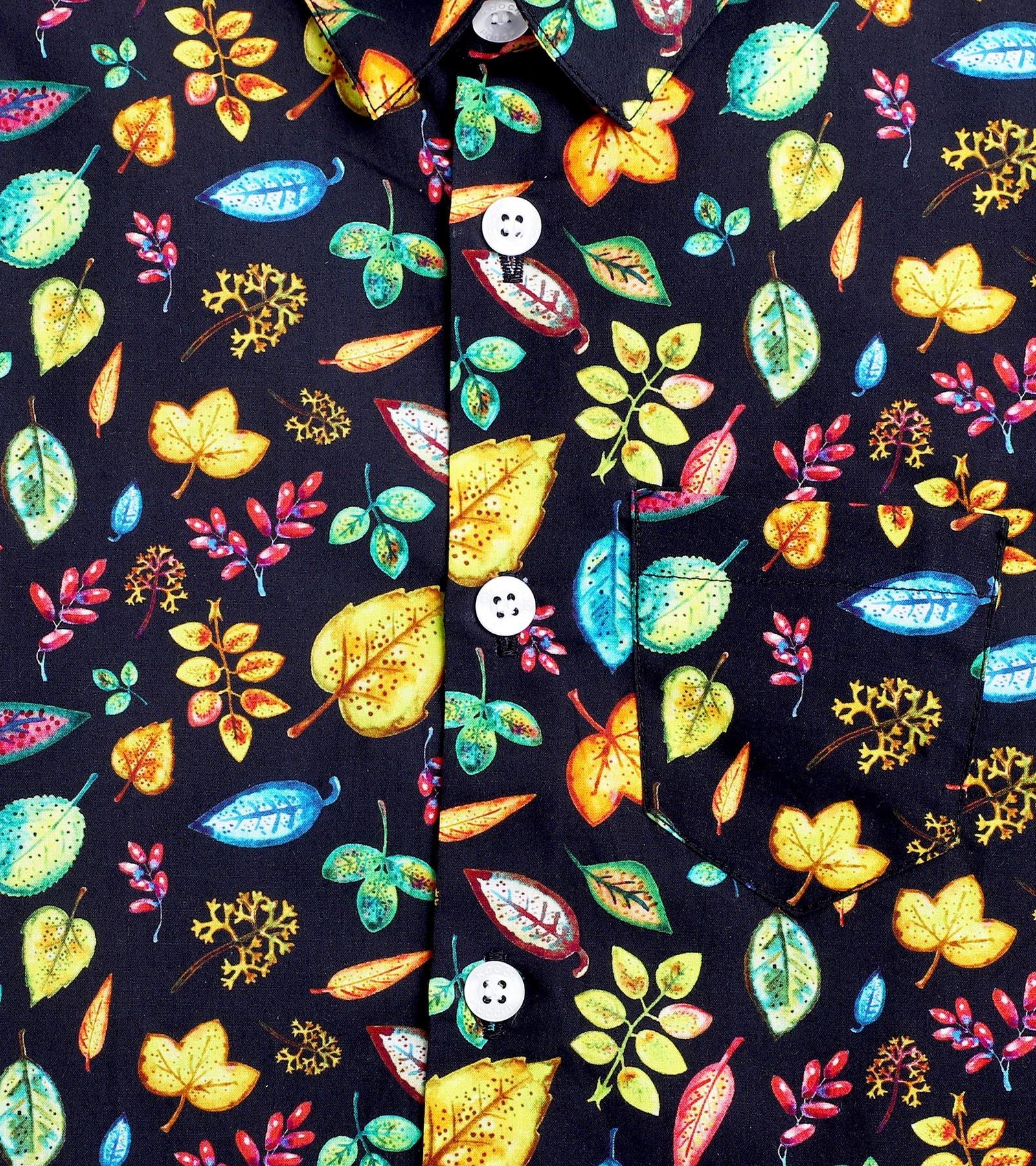 Mix Leaf Printed Half Sleeve Shirt