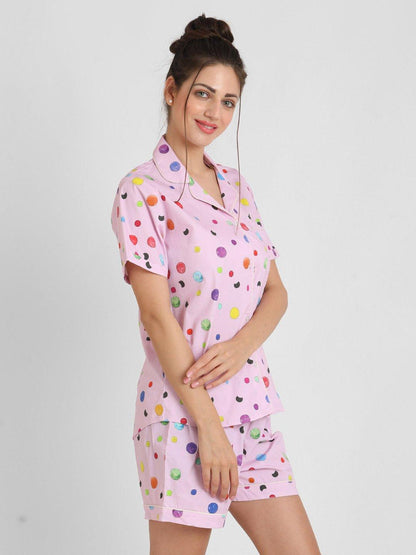 Polkadot Printed Nightsuit Set for Women