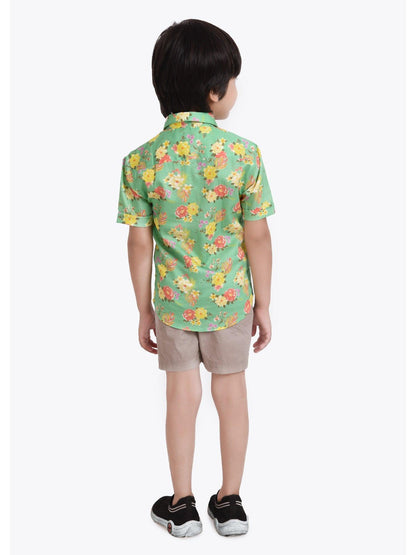 Peony Printed Half Sleeve Shirt