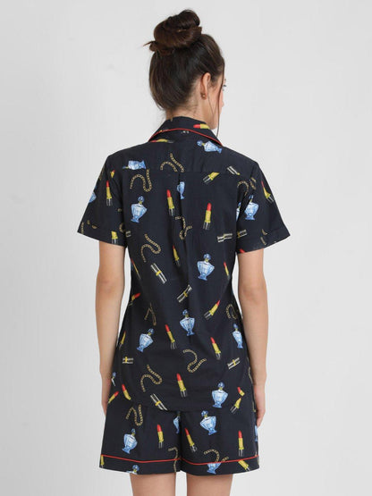 Trinket Printed Nightsuit Set for Women - koochi Poochi