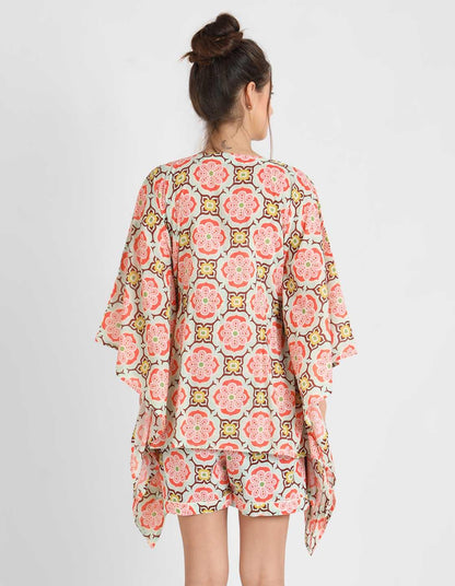 Geometric Print Kaftan Shorts Set