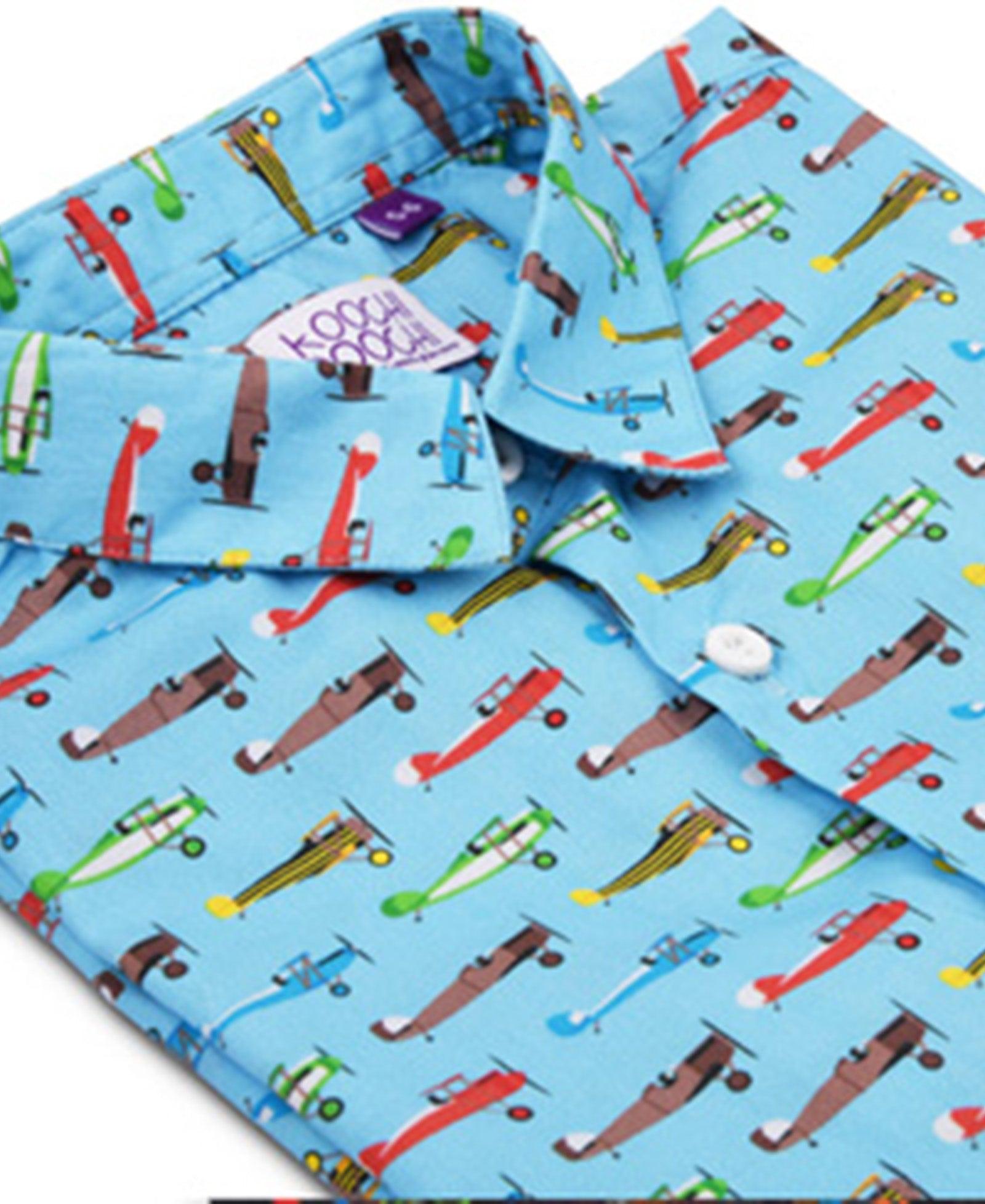 Multi Aeroplane Printed Half Sleeve Shirt