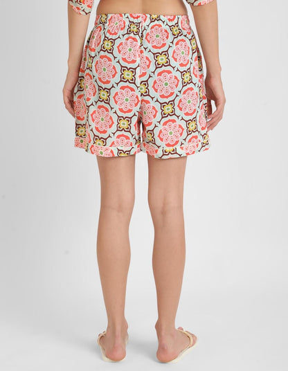Geometric Print Kaftan Shorts Set