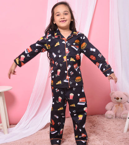 Chillflix Printed Nightsuit Set for Girls