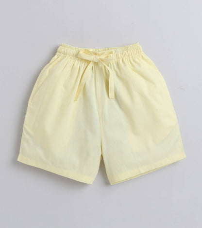 Colour Waves Digital printed Shirt with yellow solid Shorts