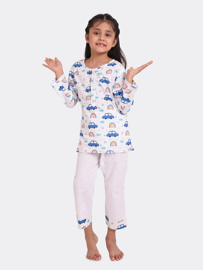 Mini Car Printed Pyjama Kurta Set