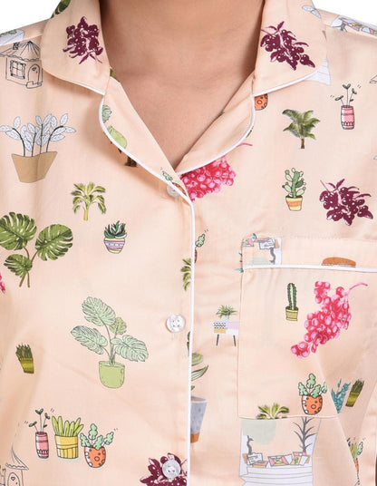 Peachy Printed Nightsuit Set for Women