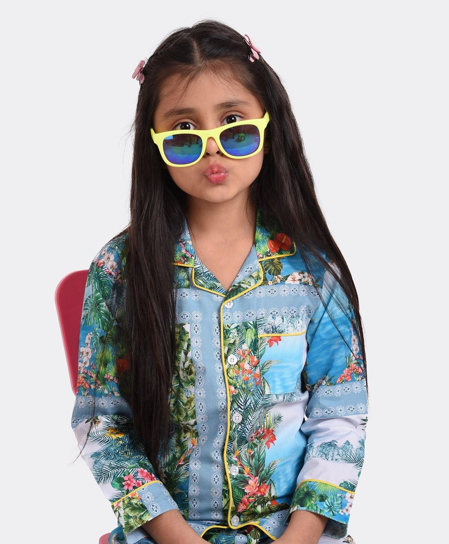 Tropical Border Printed Girls Nightsuit Set - koochi Poochi
