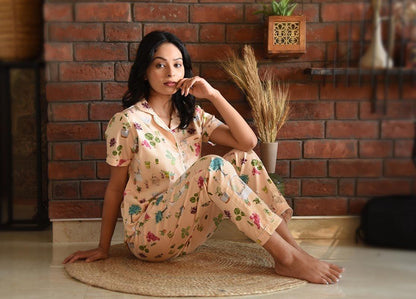 Peachy Printed Nightsuit Set for Women