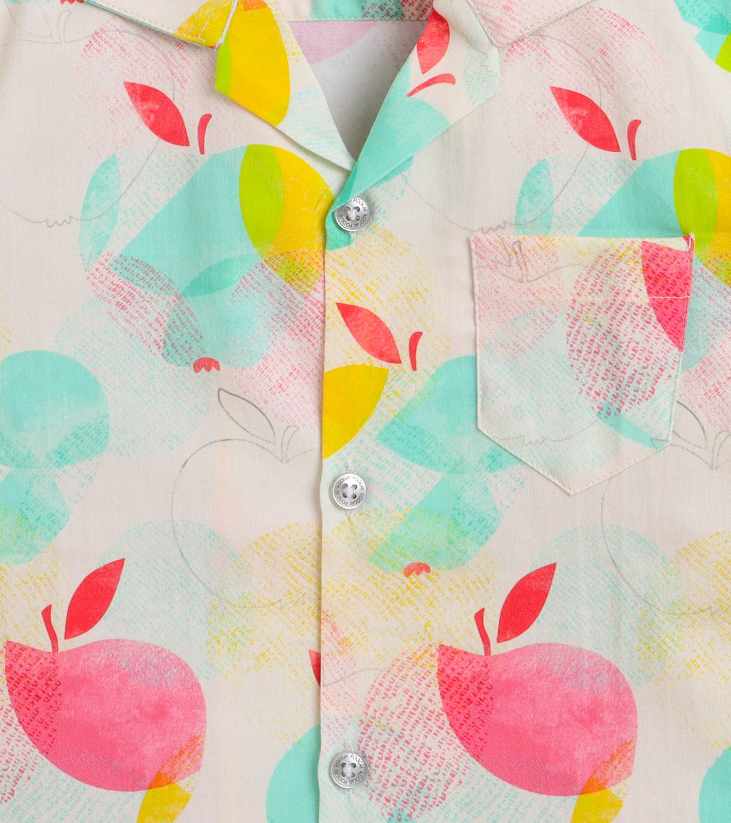 Half Apple Digital printed Shirt with White solid Shorts