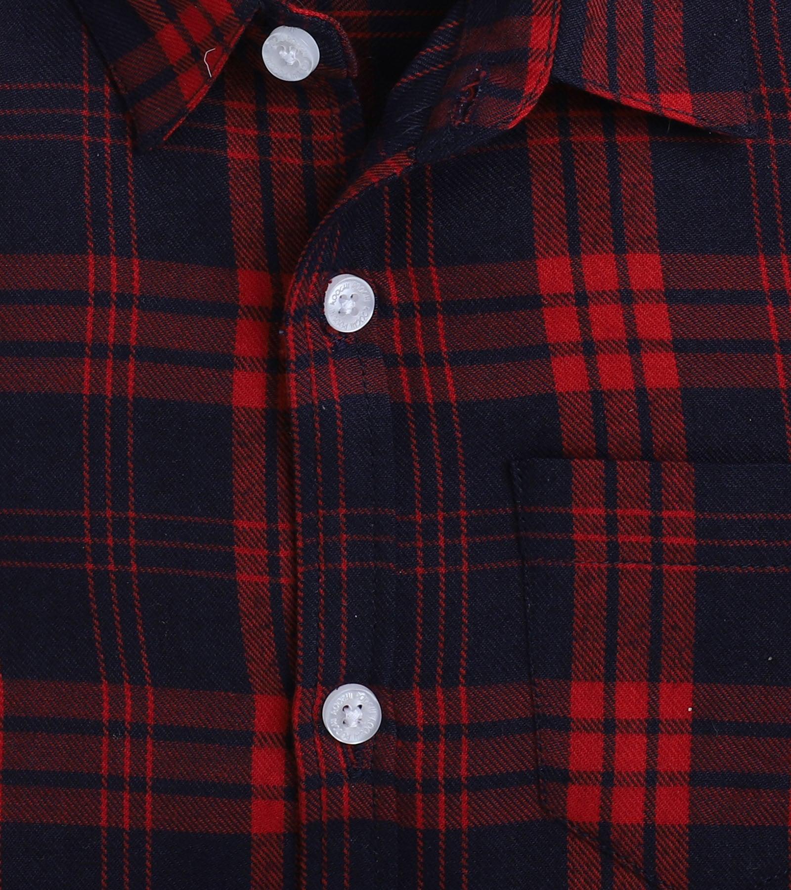 Red Checks Pure Cotton Full Sleeve Shirt - koochi Poochi