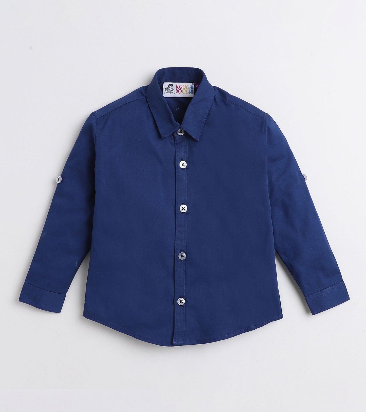 Blue Solid Pure Cotton Full Sleeve Shirt