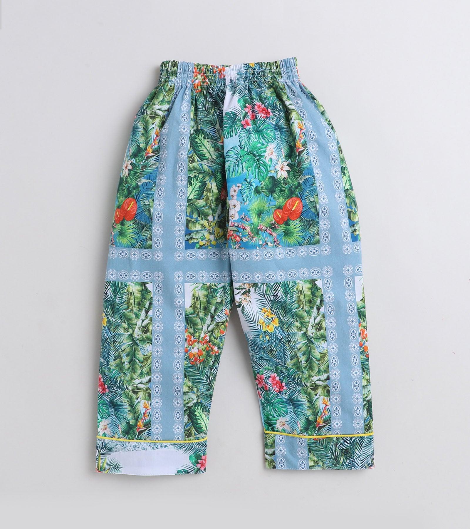 Tropical Border Printed Girls Nightsuit Set - koochi Poochi