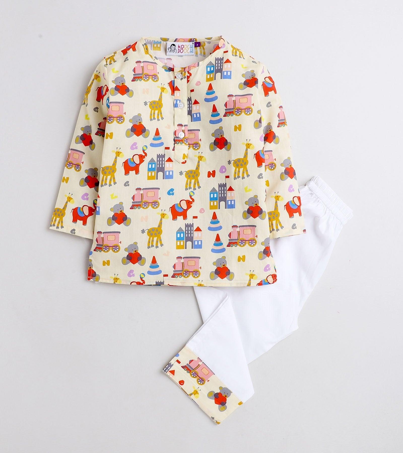Circus Theme Printed Pyjama Kurta Set