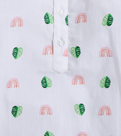 Monstera Printed Pyjama Kurta Set