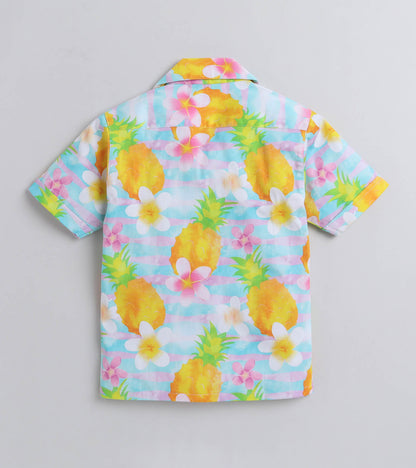 Pine Hawain Digital printed Shirt with Yellow solid Shorts