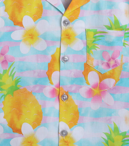 Pine Hawain Digital printed Shirt with Yellow solid Shorts