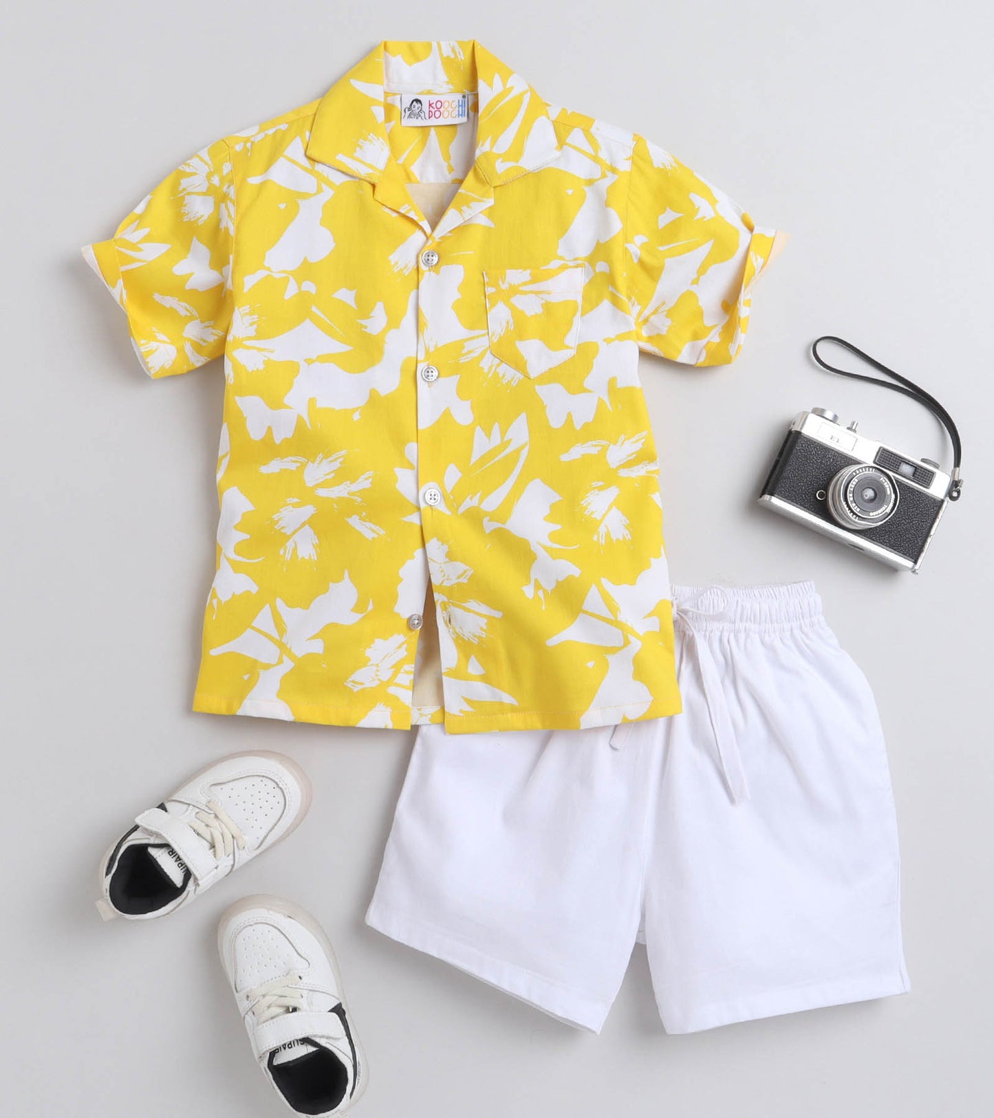 Sunshine Magic Digital printed Shirt with White solid Shorts
