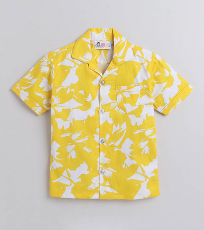 Sunshine Magic Digital printed Shirt with White solid Shorts