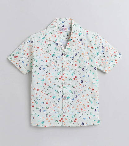Tiny Dots Digital printed Shirt with White solid Shorts