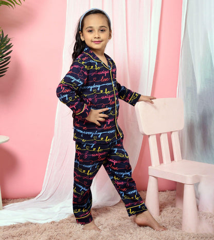 Unique Everyday Printed Girls Nightsuit Set - koochi Poochi