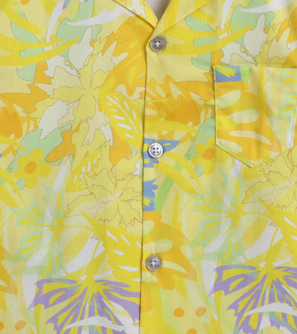 Yellow Leaf Digital printed Shirt with White solid Shorts