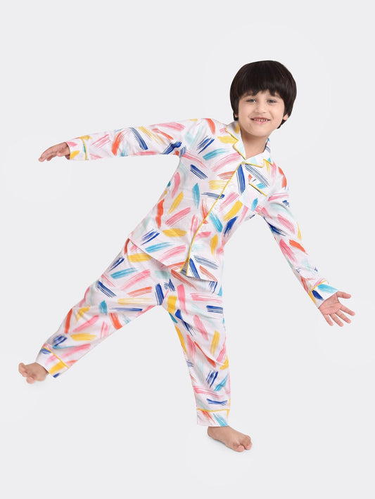 Brush Stroke Printed Nightsuit Set