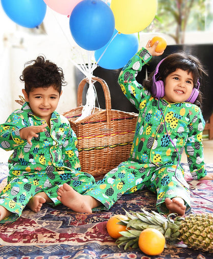 Green Pineapple Printed Night Suit Set