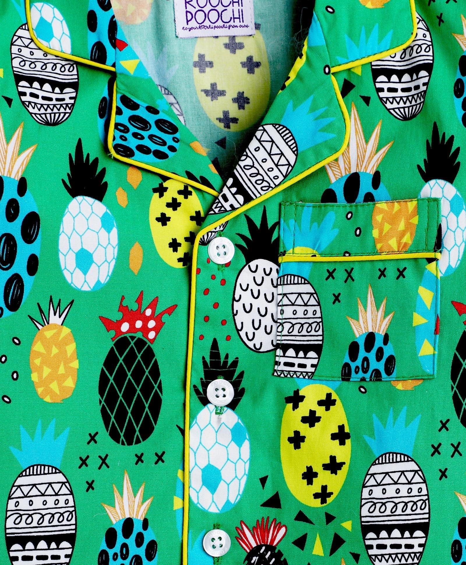 Green Pineapple Printed Night Suit Set