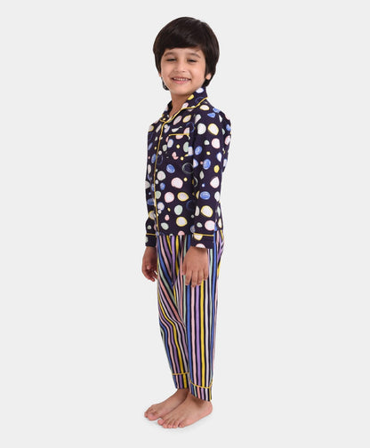 Polka Stripe Printed Nightsuit Set
