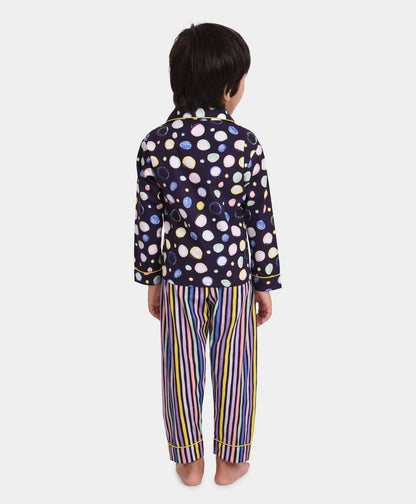 Polka Stripe Printed Nightsuit Set