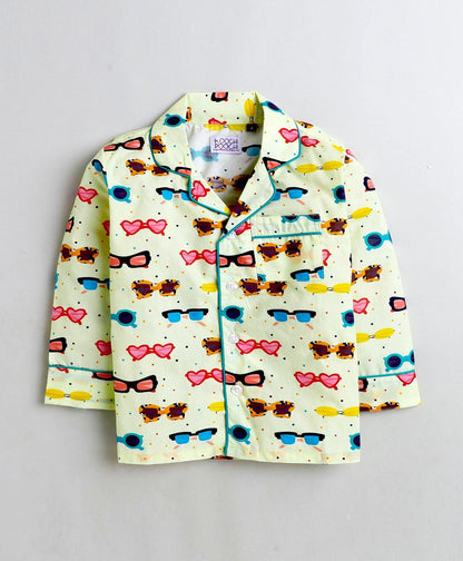 Sunglasses Printed Night Suit Set