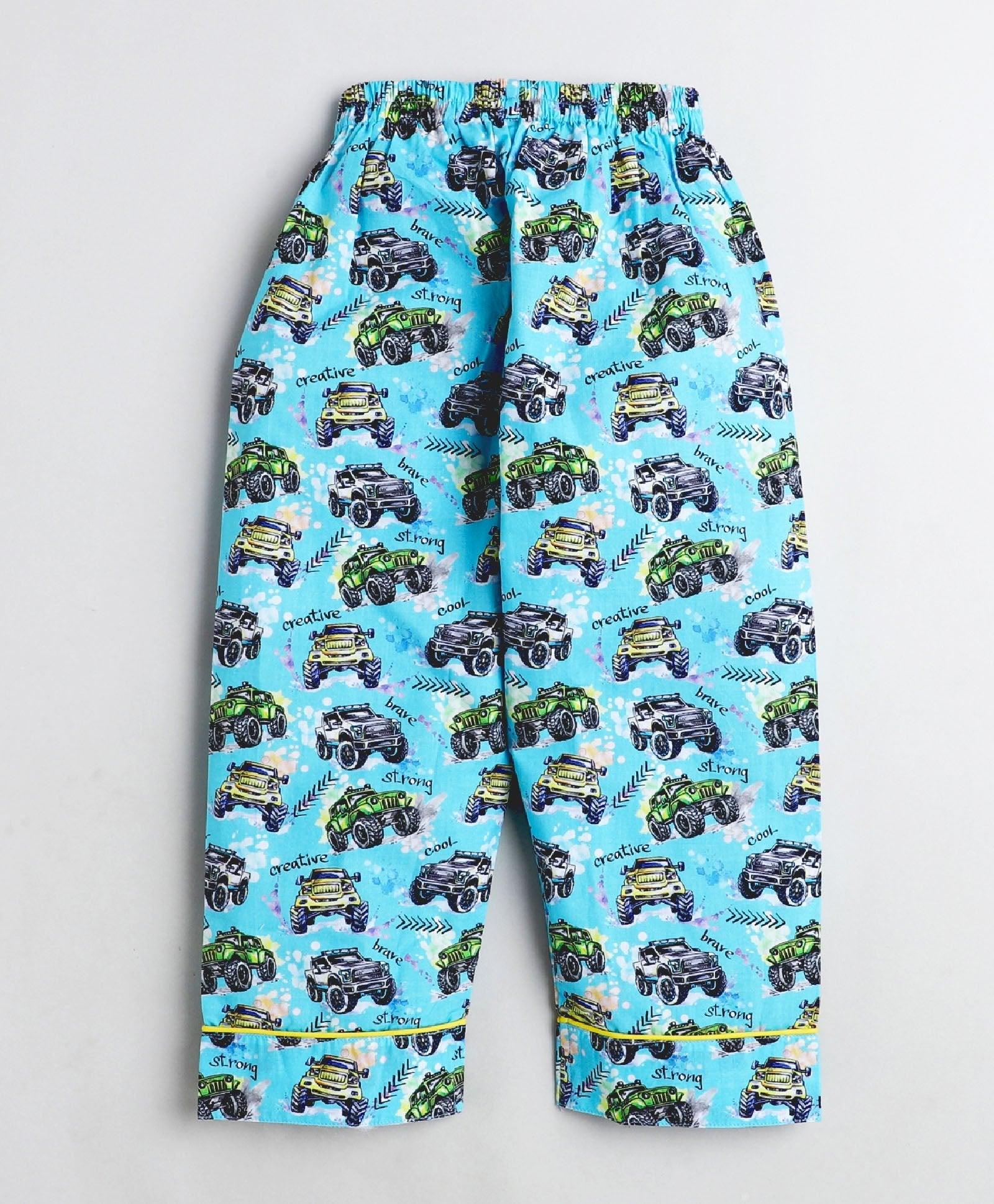 Thundering Cars Printed Night Suit Set