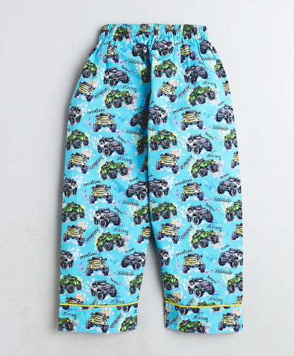 Thundering Cars Printed Night Suit Set