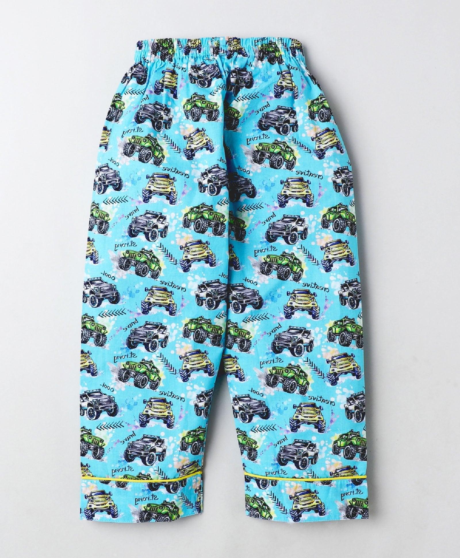 Thundering Cars Printed Night Suit Set