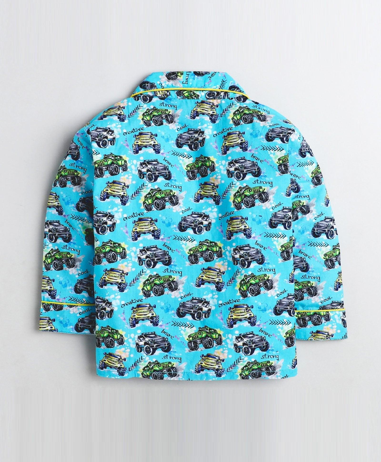 Thundering Cars Printed Night Suit Set